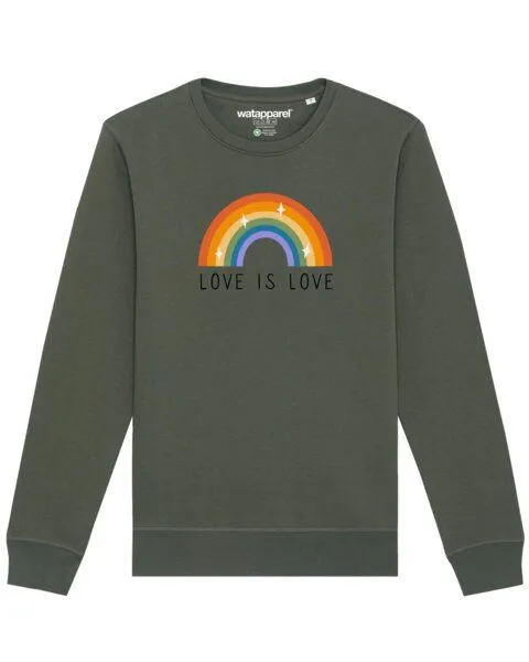 watapparel watapparel Sweatshirt Unisex Love is Love, Khaki, – Produktbild 1 von 3