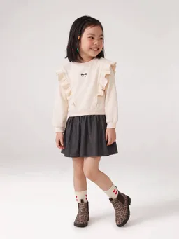 Vertbaudet Kleid mit Volants asu Materialmix Mädchen – Produktbild 1 von 1