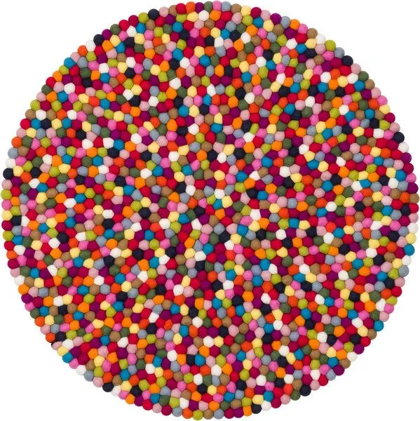 myfelt myfelt Filzkugelteppich rund, 100% Schurwolle, Multifarben (lotte), – Produktbild 1 von 4