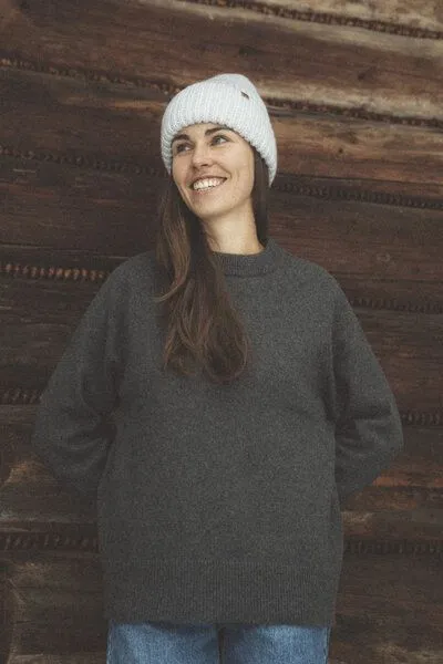 Kopyto Kopyto BARIBAL - Damen Oversize Boxy Stickpullover aus Merino-wolle RWS- zertifiziert, Dunkelgrau, – Produktbild 1 von 4