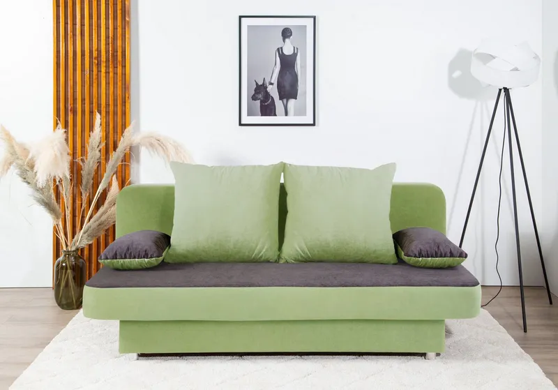 COLLECTION AB Schlafsofa Ulla, B: 186 cm, Liegel. 142x186 cm, Schlaffunktion, Bettkasten & 2 Wende-Rückenkissen, Grau|grün, – Produktbild 2 von 5