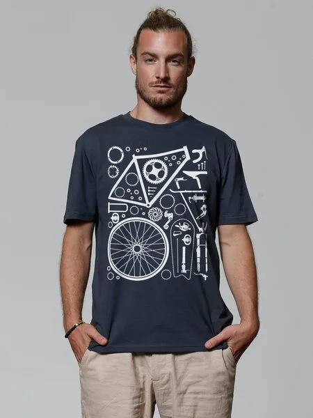 watapparel watapparel T-Shirt Unisex Fahrradteile, India ink grey, – Produktbild 2 von 4