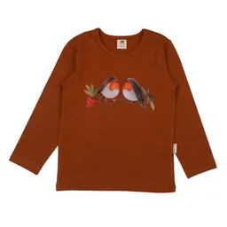 Walkiddy Jungen Langarmshirt aus Bio-Baumwolle „Terracotta“ rostbraun, weiches Jerseyshirt von Walkiddy für Schulkinder, vielseitiges Basic-Oberteil, hautfreundlich, elastisch & nachhaltig gefertigt – Produktbild 1 von 1