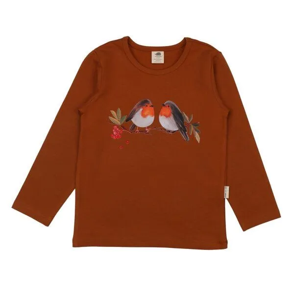 Walkiddy Jungen Langarmshirt aus Bio-Baumwolle „Terracotta“ rostbraun, weiches Jerseyshirt von Walkiddy für Schulkinder, vielseitiges Basic-Oberteil, hautfreundlich, elastisch & nachhaltig gefertigt, Braun, – Produktbild 1 von 2