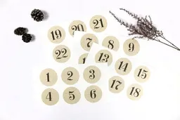 STUDIO KARAMELO STUDIO KARAMELO Zahlen Sticker für Adventskalender | 24 Adventskalenderzahlen zum Aufkleben | Graspapier – Produktbild 1 von 1