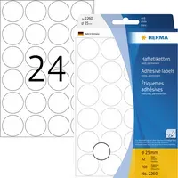 Herma HERMA Permanenter Klebstoff - weiß - 25 mm rund 768 Etikett(en) (32 Bogen x 24) – Produktbild 2 von 2