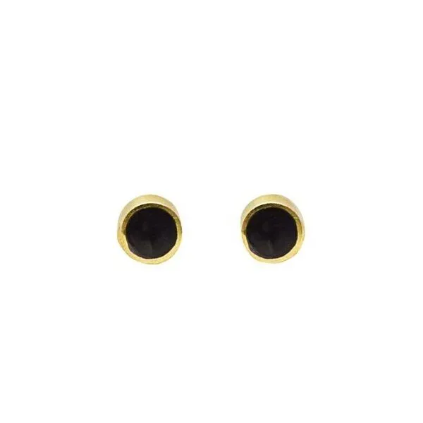 Swahili Coast Swahili Coast Messing Ohrstecker - BONE & HORN DOTS - Recycling Messingschmuck, Horn (schwarz), – Produktbild 2 von 3