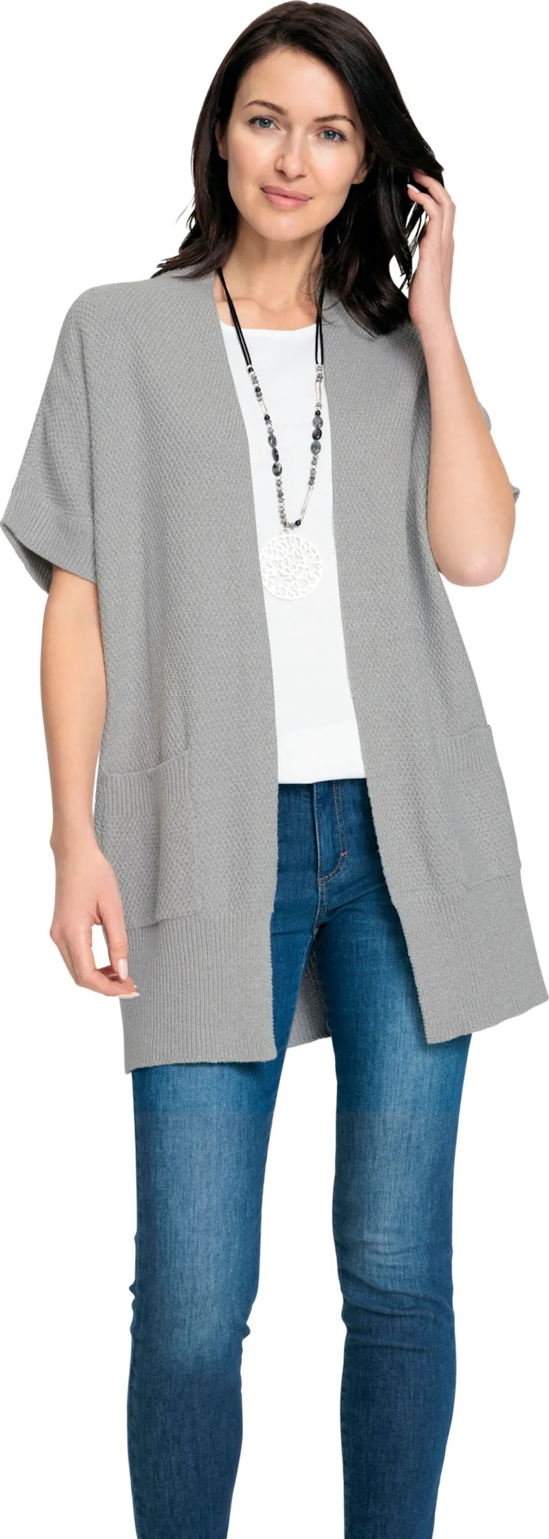 Witt Longstrickjacke, Steingrau-meliert, – Produktbild 2 von 2