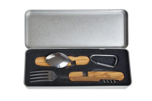 Cameleon Pack Cameleon Pack Praktisches Natur Camping Besteck *8 in 1* Edelstahl + Hochwertiges Olivenholz * Mit Geschenkbox * Outdoor Reise Set – Produktbild 1 von 4