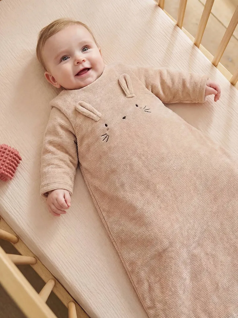 Vertbaudet Baby Winterschlafsack TRAUMREISE aus Cord mit abnehmbaren Ärmeln TOG 3, Beige, – Produktbild 1 von 4