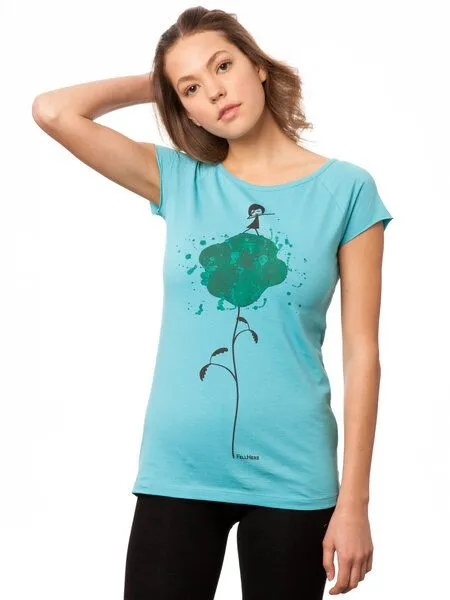 FellHerz FellHerz Damen T-Shirt Dance, Blau, – Produktbild 3 von 5