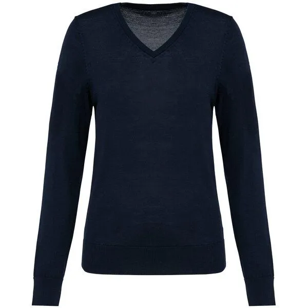 Greenspired Greenspired Merino-Damenpullover mit V-Ausschnitt 220g/m², Navy, – Produktbild 1 von 2
