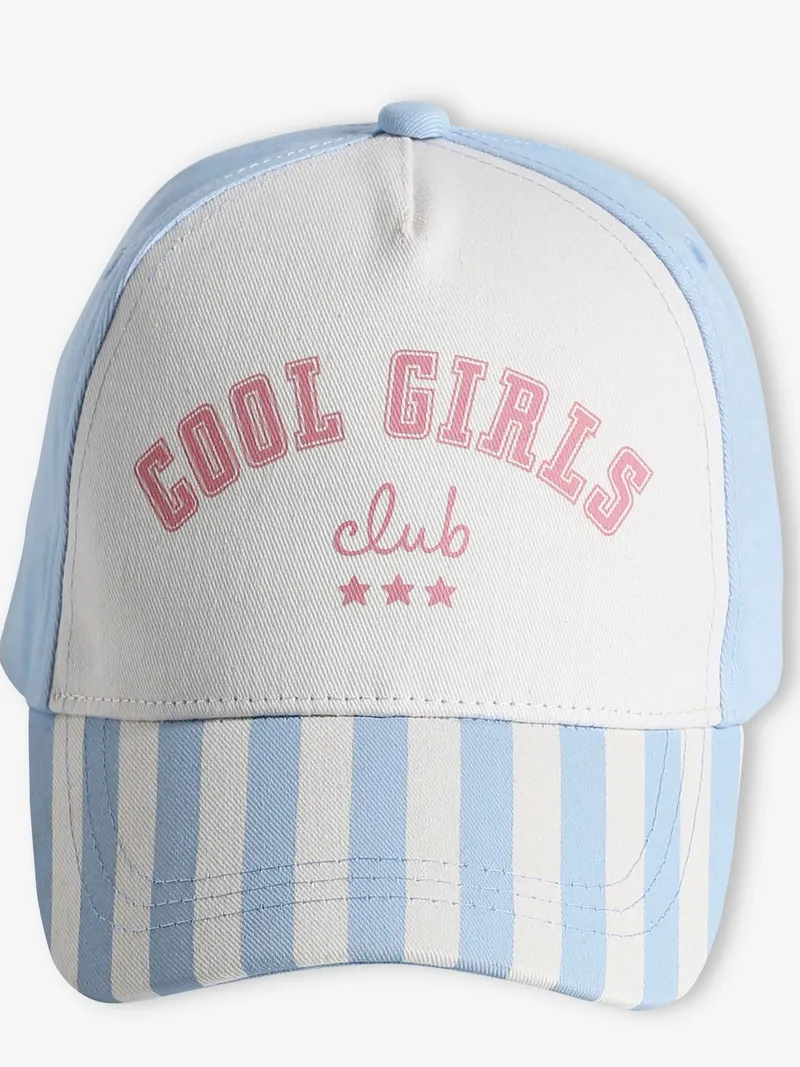 Vertbaudet Mädchen Cap Cool Girls Club, Blau gestreift, – Produktbild 4 von 4
