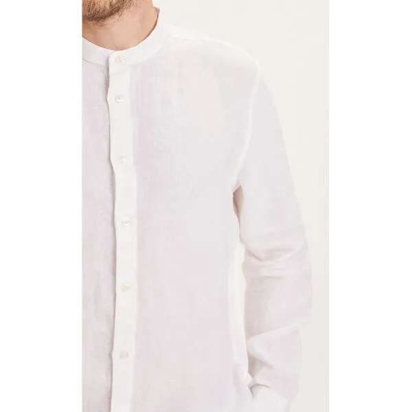KnowledgeCotton Apparel KnowledgeCotton Apparel Leinenhemd - Custom fit linen stand collar shirt, Weiß (bright white), – Produktbild 4 von 4