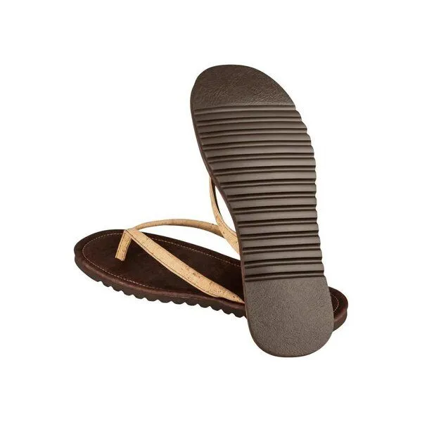 Kork-Deko Kork-Deko Flip Flops für Herren | Zehentrenner aus Kork - braun mit hellem Riemen - Gr. 39-45 – Produktbild 3 von 4
