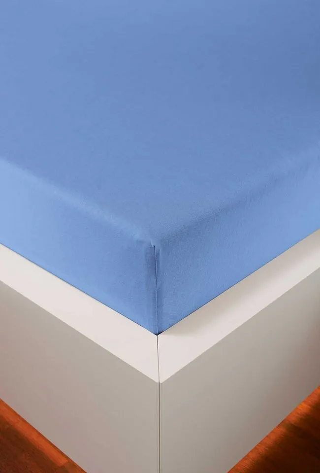 bellana Spannbettlaken bellana deluxe mit Elasthan, Jersey 230 g/m², Premium-Qualität, Jersey-Elasthan, Gummizug: rundum, (1 Stück), mit 5% Elasthan, für Matratzen bis 35cm Höhe, bügelfrei, faltenfrei, Blau, – Produktbild 2 von 7