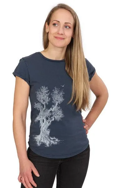 Life-Tree Life-Tree Organic Fairwear Shirt Women Olive Tree, Blau, – Produktbild 2 von 8