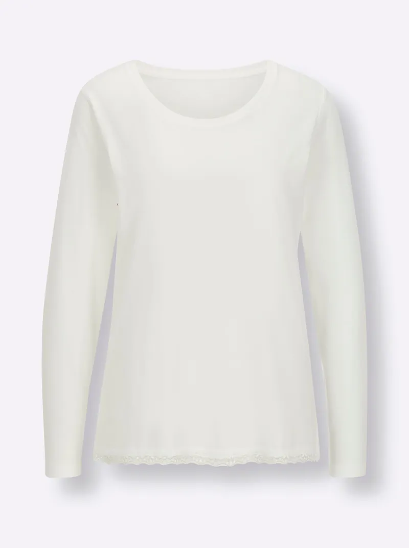 wäschepur Schlafanzug-Shirt ecru, Ecru, – Produktbild 1 von 2