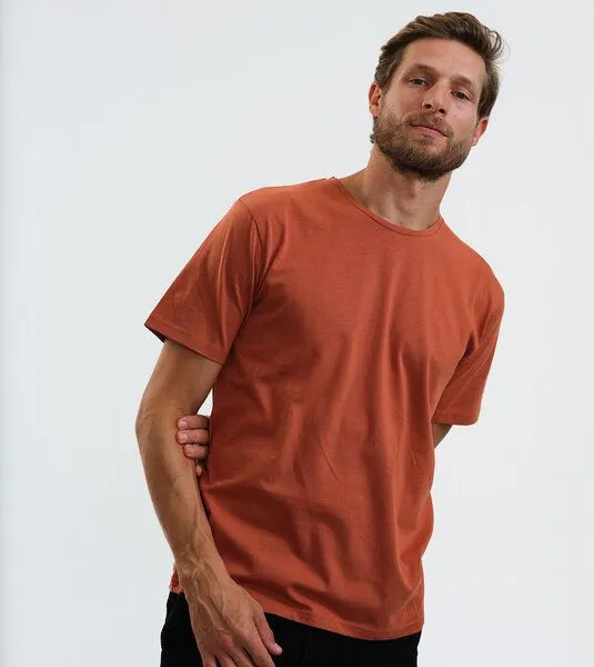 Gary Mash GARY MASH Herren Basic T-Shirt aus Biobaumwolle, Ziegelrot, – Produktbild 1 von 4