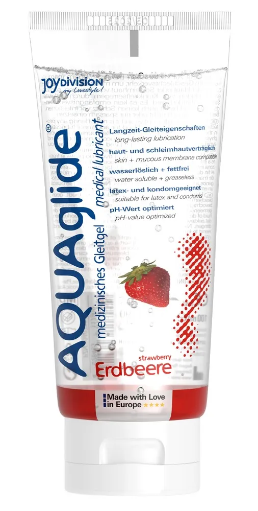 Gleitgel „AQUAglide Erdbeere“ auf Wasserbasis – Produktbild 1 von 2