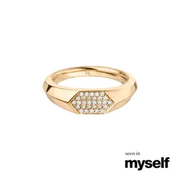 Maren Jewellery Sunray Signet Ring - 50 / 18K Gelbgold & Labordiamanten – Produktbild 1 von 1