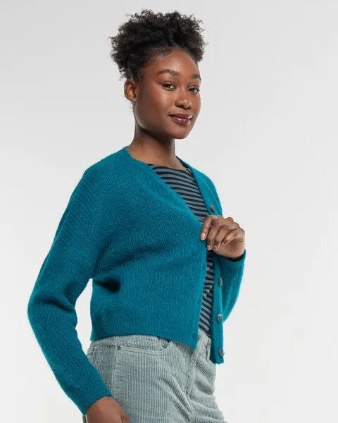 Alma & Lovis Alma & Lovis Leichte Strickjacke aus feinem Alpakagarn | Light Jacket, Petrol (blau), – Produktbild 3 von 4