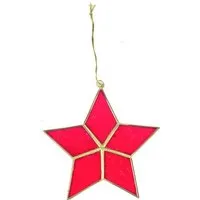 El Puente El Puente Deko-Anhänger "Stern" | Fair Trade & Handmade aus Philippinen, Natur,rot, – Produktbild 1 von 1