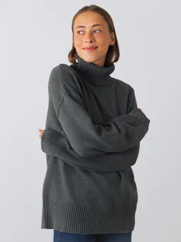 Honest Basics Honest Basics Damen vegan Rollkragenpullover Chunky Slate – Produktbild 1 von 1