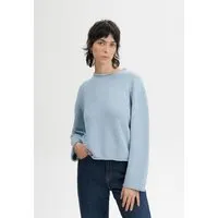 MELA MELA Rollsaum Strickpullover Style GEETHA aus 100% Bio-Baumwolle, Salty blue melange, – Produktbild 1 von 1
