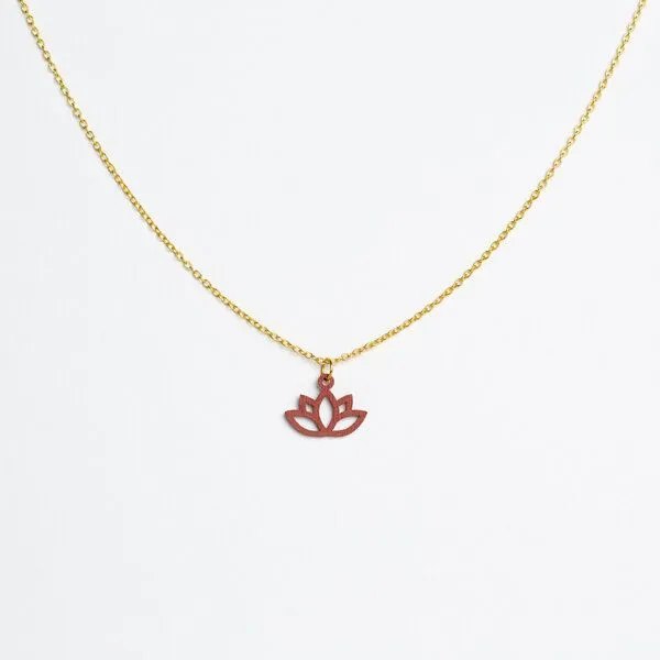 feinformart feinformart Kette mit Holzanhänger 'Lotus', Herbstblatt (rot), – Produktbild 1 von 4