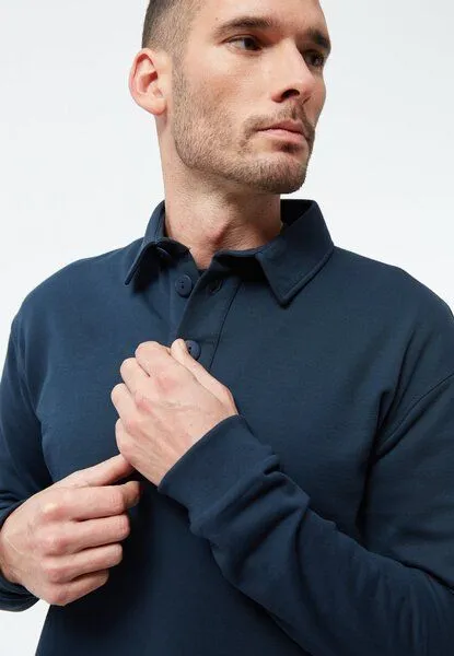 Givn Berlin Givn Berlin Sweater GBHANNES aus Bio-Baumwolle mit Kragen und Knopfleiste, Midnight blue, – Produktbild 3 von 3