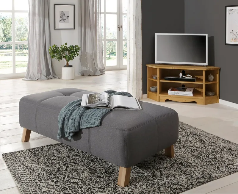 OTTO home Lowboard Trinidad, TV-Schrank, Eck-TV -Schrank, Kommode, Breite 105 cm, FSC® zertifiziertes Massivholz, Beige, – Produktbild 1 von 5