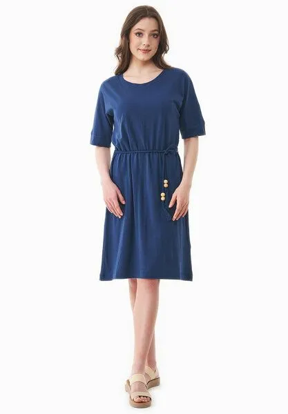 ORGANICATION ORGANICATION Jerseykleid aus Bio-Baumwolle und Leinen, Blau(navy), – Produktbild 1 von 4