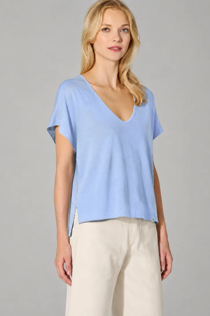 HempAge Hempage Damen vegan T-Shirt Aus Slub-Jersey Wasserblau, Hellblau, – Produktbild 2 von 2