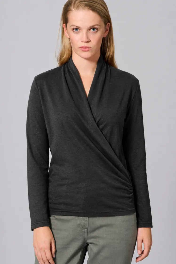 HempAge Hempage Damen vegan Langärmliges Oberteil Schick Schwarz, Schwarz, – Produktbild 2 von 2