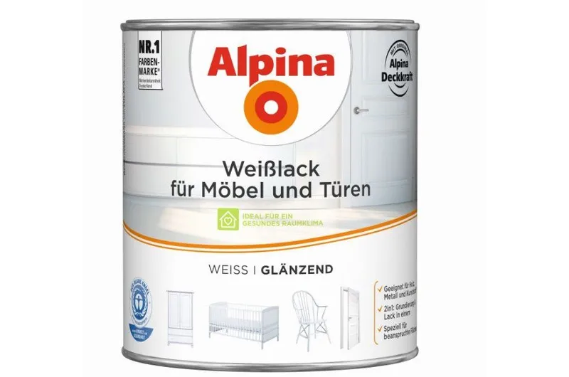 Alpina Alpina Weißlack Alpina Weißlack für Möbel & Türen 2 L weiß, Weiß, – Produktbild 2 von 5