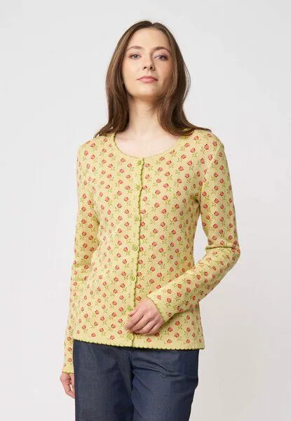 LANA Organic LANA Organic Strickjacke Jaquardmuster für Damen, Modell Lena, Rosalina dusty yellow, – Produktbild 2 von 4