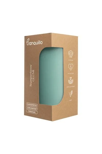 Tranquillo Handgearbeitete Stumpenkerze GLUMI ocean, Ø 7,5 x 15 cm - türkis – Produktbild 3 von 3