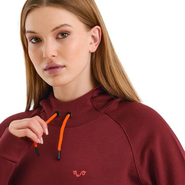 Woolona Woolona Kapuzenpullover - SCOUT - 100% Merinowolle, Bordeaux rot, – Produktbild 2 von 4