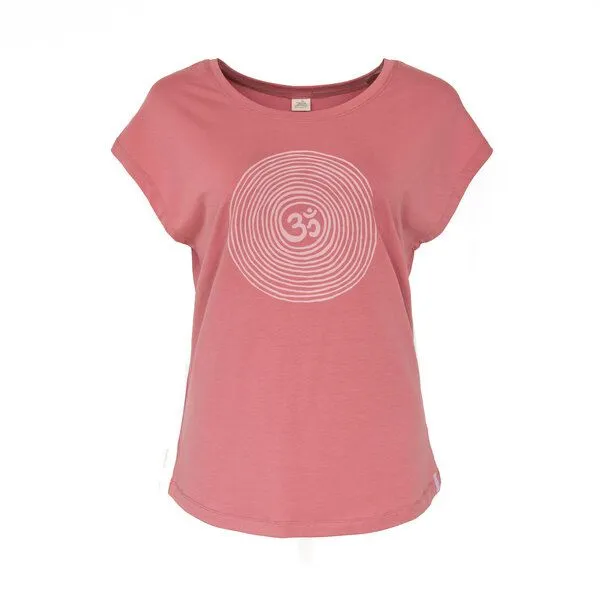 Jaya Jaya OM TENCEL - Damen - Yogashirt mit Om-Spiral-Frontprint aus Tencel-Baumwoll-Mix, Decorose/rosa, – Produktbild 3 von 3