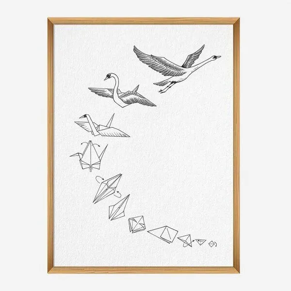 LIGARTI Kunstdruck »Origami Schwan« von LIGARTI | A4, A3 oder A2 | Wandbild | Poster | Kunst – Produktbild 1 von 4