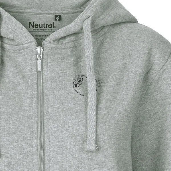 HANDGEDRUCKT HANDGEDRUCKT "Baumelmeister" Frauen Zip Hoody Neutral, Grey, – Produktbild 1 von 3