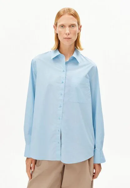 ARMEDANGELS ARMEDANGELS LOOSE POPLIN Damen Bluse aus Bio-Baumwolle, Blue glow, – Produktbild 1 von 4