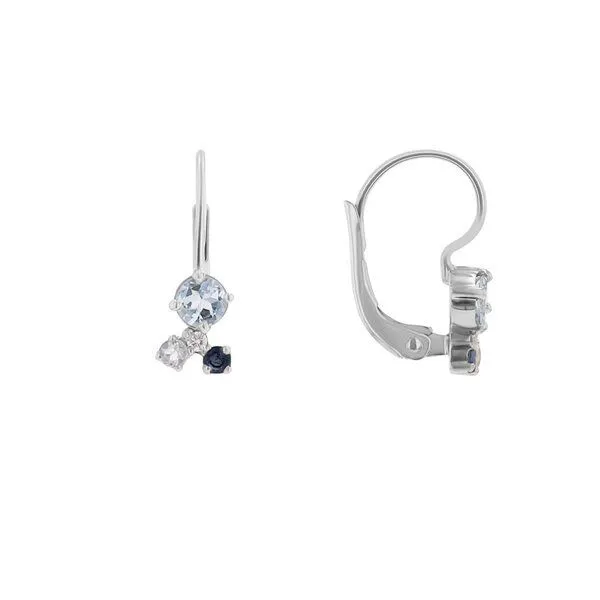 Eppi Eppi Hängeohrringe mit Mondstein, Aquamarin, Saphir und einem Diamanten Kerrie, Weiss, – Produktbild 1 von 3
