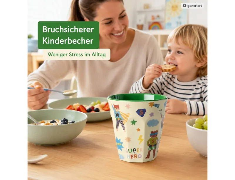 RICE RICE Becher Melamin Kinderbecher 250ml Grün Creme - Becher für Kita, 1-tlg., Melamin, Grün, – Produktbild 5 von 5