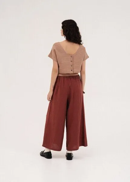 AmourLinen AmourLinen Weite Leinenhose ISABELLA, Terracotta (rot), – Produktbild 2 von 4