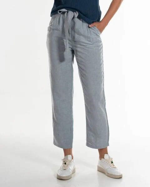 Alma & Lovis Alma & Lovis Knöchellange Paperbag-Hose aus Tencel und Leinen | Lin-Ten Paperbag, Silver blue (grau), – Produktbild 1 von 4