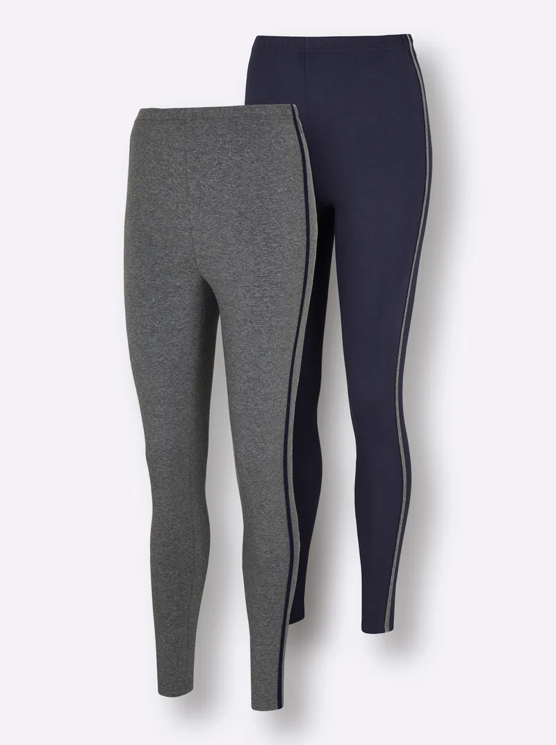 feel good Leggings marine + anthrazit-meliert, Marine + anthrazit-meliert, – Produktbild 2 von 3