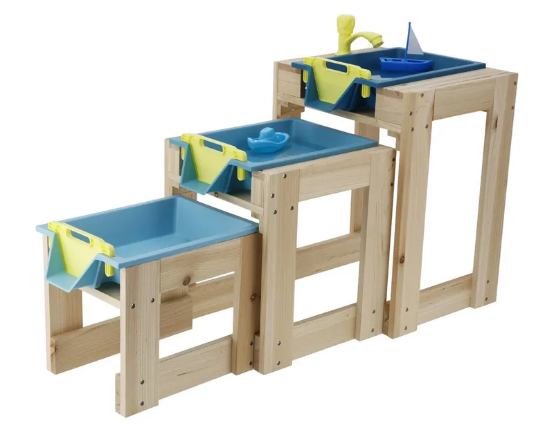 lupilu Wasserspieltisch Lupilu Wasserspieltische aus Holz mit 3 Spielebenen – Produktbild 1 von 5