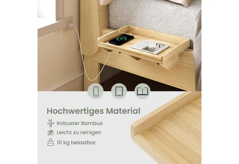 EUGAD Nachttisch (1-St), Bettablage zum Einhängen, für Hochbett Etagenbett, Beige, – Produktbild 5 von 5